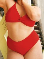 Red V-Cut Plus Size Bikini Bottom - Image 4