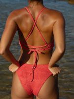 Red Jacquard Bikini Bottom - Image 2