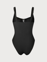 Black Cutout Tie Plus Size One-Piece Swimsuit - Image 8