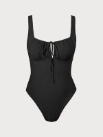 Black Cutout Tie Plus Size One-Piece Swimsuit - Image 7