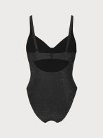 Black Lurex Underwire Plus Size One-Piece Swimsuit - Image 5