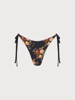 Black Reversible Floral Tie Bikini Bottom - Image 5