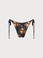 Black Reversible Floral Tie Bikini Bottom - Image 6