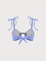 Blue Jacquard O-Ring Bikini Top - Image 8