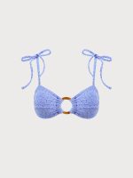 Blue Jacquard O-Ring Bikini Top - Image 7