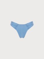 Blue Ruched Low Waisted Bikini Bottom - Image 8
