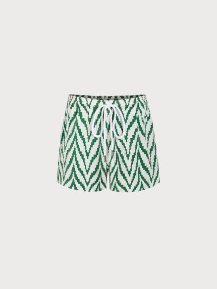 Boys' Green Geometric Swim Shorts