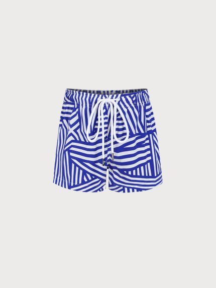 Boys' Navy Geometric Swim Shorts