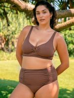 Caramel O-Ring Plus Size Tankini Top - Image 3