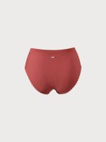 Brick Red Contrast Stitch High Cut Plus Size Bikini Bottom - Image 6