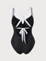Contrast Trim Plus Size One-Piece Swimsuit - Image 7