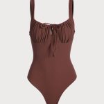 Coffee Cutout Tie One-Piece Swimsuit