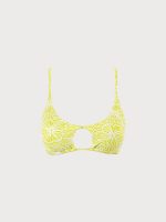 Light Green Floral Jacquard Cut Out Bikini Top - Image 5