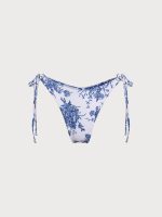 Blue Floral Tie High Cut Leg Bikini Bottom - Image 6