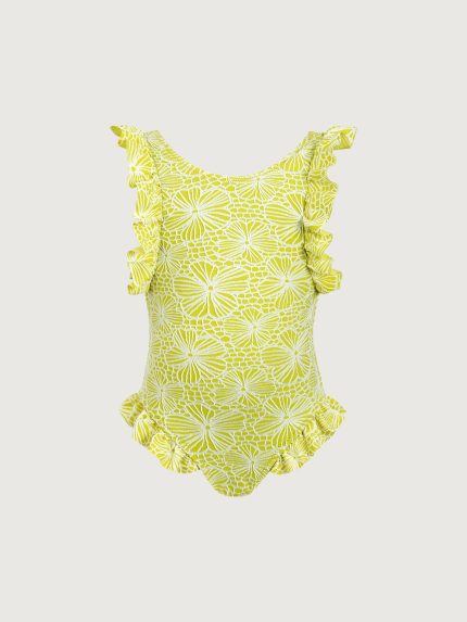 Girls' Light Green Ruffled One-Piece