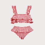 Girls' Red Gingham Tankini Set