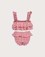 Girls' Red Gingham Tankini Set - Image 2