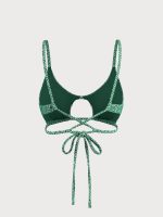 Green Geometric Textured Cut Out Bikini Top - Image 7