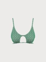 Green Geometric Textured Cut Out Bikini Top - Image 6