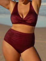 Jacquard Twist Front Plus Size Bikini Top - Image 2