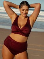 Jacquard Twist Front Plus Size Bikini Top - Image 3