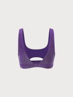 Purple Lurex Cut Out Bikini Top - Image 11