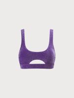 Purple Lurex Cut Out Bikini Top - Image 10