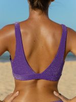 Purple Lurex Cut Out Bikini Top - Image 2