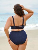 Blue Ruched Glitter Plus Size Bikini Bottom - Image 2