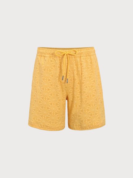 Yellow Jacquard Beach Men's 7" Swimming Trunks