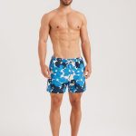 Hapnix® - Men's Blue Print 5" Swim Trunks