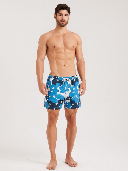 Hapnix® - Men's Blue Print 5" Swim Trunks