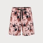 Brown Contrast Floral 7" Men's Swim Trunks