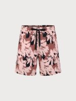 Brown Contrast Floral 7" Men's Swim Trunks