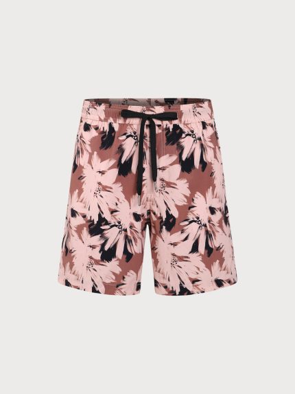 Brown Contrast Floral 7" Men's Swim Trunks