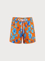 Hapnix® - Men's Orange Floral Print 5" Swim Trunks - Image 6