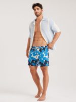Hapnix® - Men's Blue Print 5" Swim Trunks - Image 5