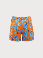 Hapnix® - Men's Orange Floral Print 5" Swim Trunks - Image 7