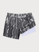 Hapnix® - Men's Black Stripes 5" Swim Trunks - Image 7