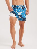 Hapnix® - Men's Blue Print 5" Swim Trunks - Image 2