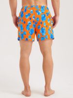 Hapnix® - Men's Orange Floral Print 5" Swim Trunks - Image 3