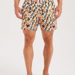 Hapnix® - Men's 5" Yellow Print  Swim Trunks