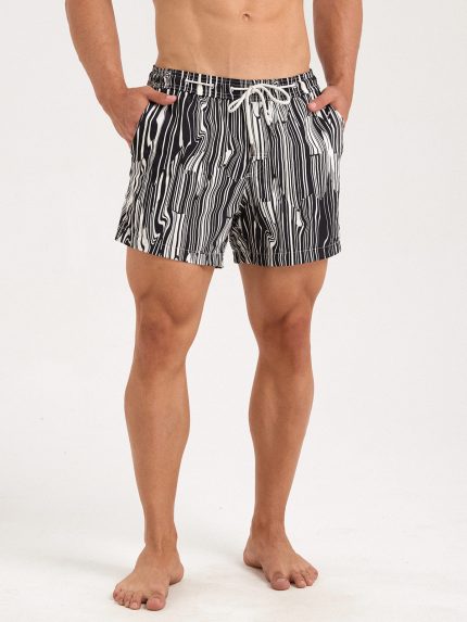 Hapnix® - Men's Black Stripes 5" Swim Trunks