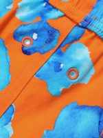 Hapnix® - Men's Orange Floral Print 5" Swim Trunks - Image 11