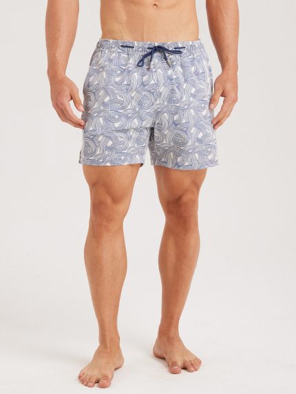 Hapnix® - Men's Blue Wave Print 5" Swim Trunks