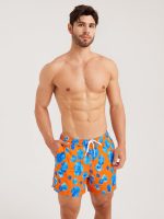 Hapnix® - Men's Orange Floral Print 5" Swim Trunks - Image 4