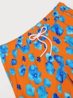 Hapnix® - Men's Orange Floral Print 5" Swim Trunks - Image 9