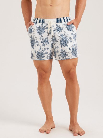 The Blue Floral Beach Men's 5" Swimming Trunks