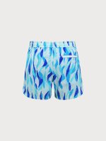 Blue Geometric Men's 5" Beach Swimming Trunks - Image 2