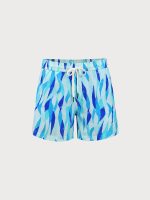 Blue Geometric Men's 5" Beach Swimming Trunks